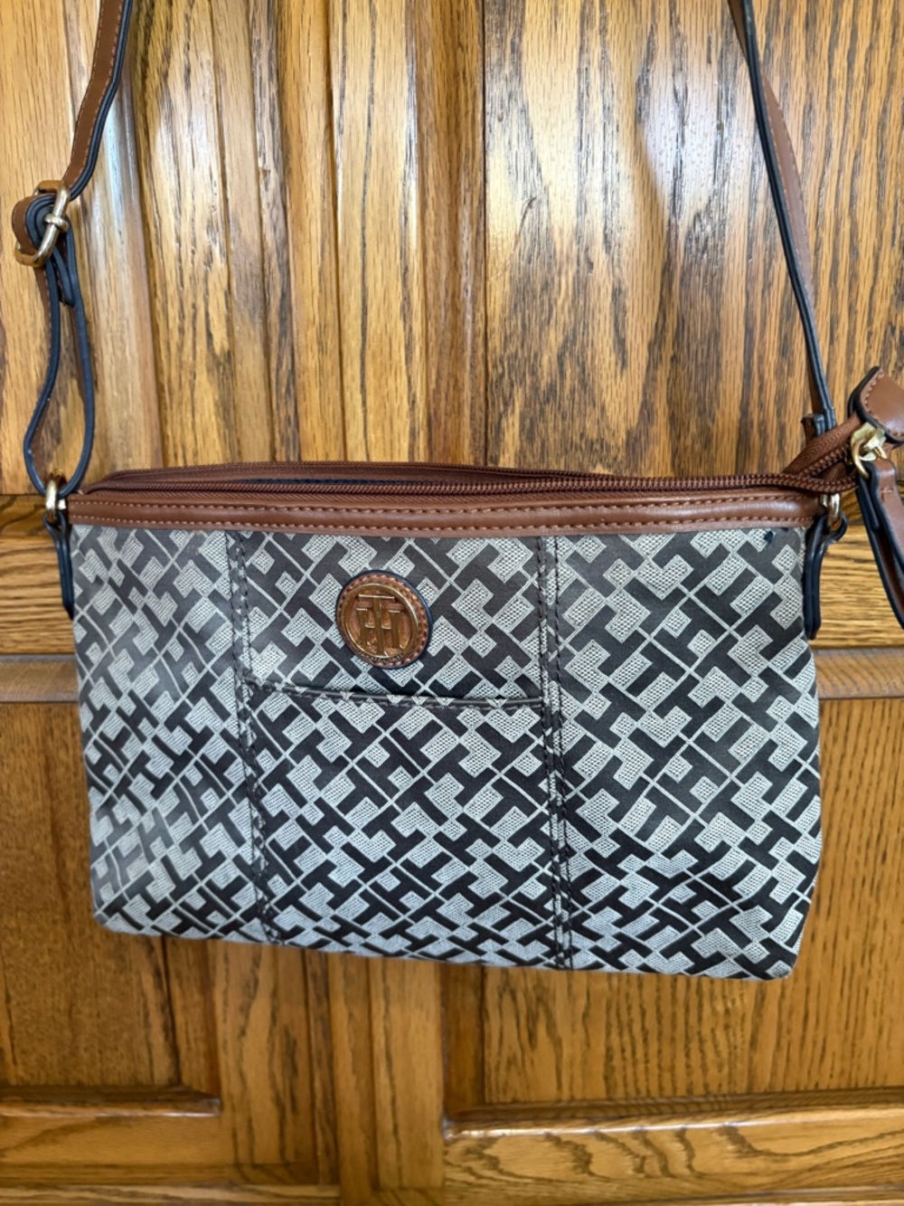 Tommy Hilfiger Brown and Black Patterned Crossbody